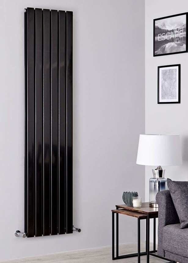 Flat Vertikal Dobbelt Radiator Sort